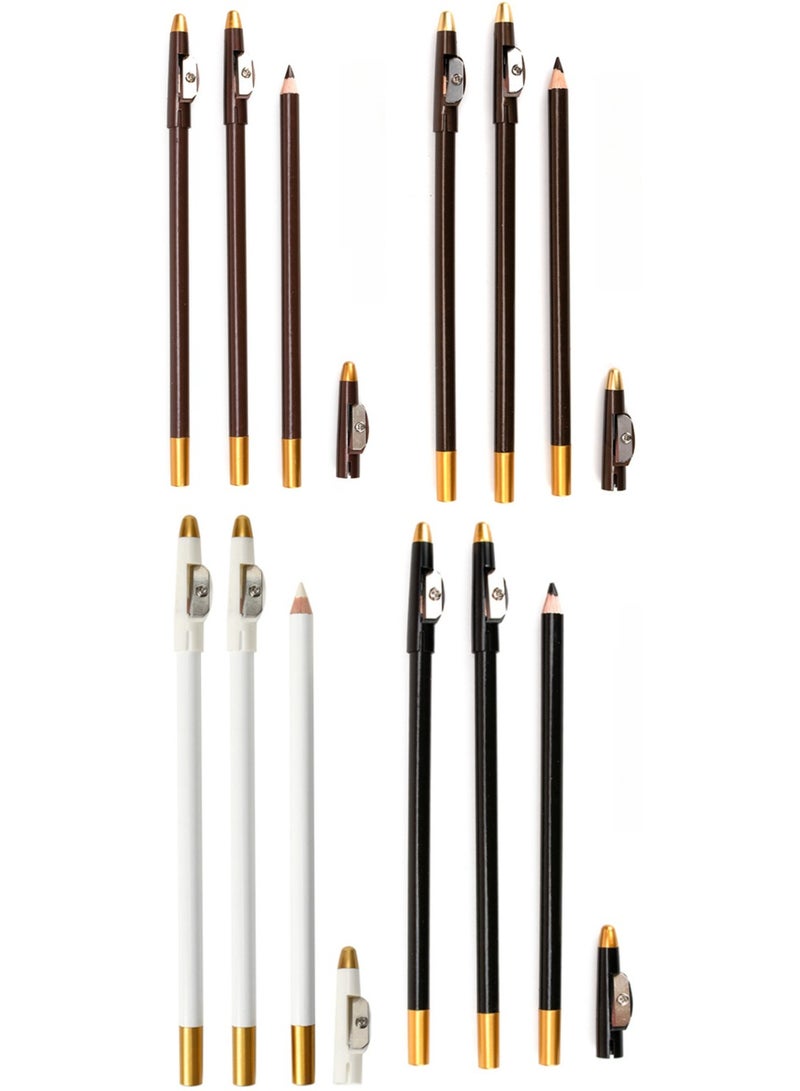 يوكانبي طقم 12 قلم حواجب وكحل – أبيض نقي، أسود، بني غامق، بني قهوة – ثبات طويل وسهل التطبيق - Image 1