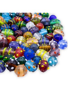 100 Assorted Glass Beads For Jewelry Making Adults Bulk Glass Beads For Crafts Lampwork Murano Bead Mix For Bracelets And Necklaces Crafting Beads Supplies Kit Large & Small Beads