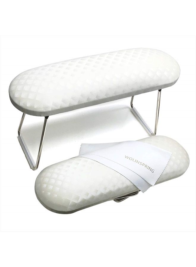 wolinspring Nail Arm Rest, Hand Rest for Nail Microfiber Soft Leather Manicure Nail Rest with Non-Slip, WOLINSPRING Professional Hand Pillow Cushion Table Desk Station for Nail Techs Use (White) - Image 1