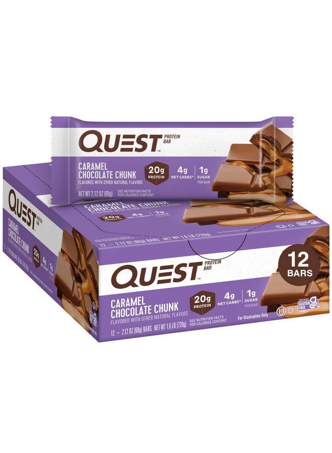 Quest Nutrition Quest Nutrition Caramel Chocolate Chunk Protein Bar, 20g Protein, 1g Sugar, 4g Net Carbs, Gluten Free, Keto Friendly, 12 Count - Image 1