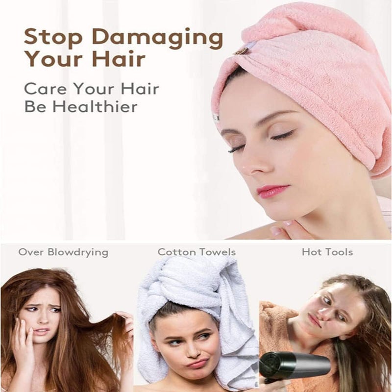 RA8 PRODUCTS RA8 PRODUCTS Drying Hair Towel Dry Hair Hat Towel Turban with Button Quick Drying Lady Bath Head Wrap 3 - Image 4