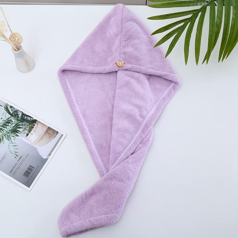 RA8 PRODUCTS RA8 PRODUCTS Drying Hair Towel Dry Hair Hat Towel Turban with Button Quick Drying Lady Bath Head Wrap 3 - Image 2
