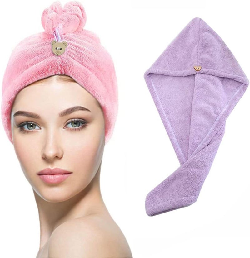 RA8 PRODUCTS RA8 PRODUCTS Drying Hair Towel Dry Hair Hat Towel Turban with Button Quick Drying Lady Bath Head Wrap 3 - Image 1