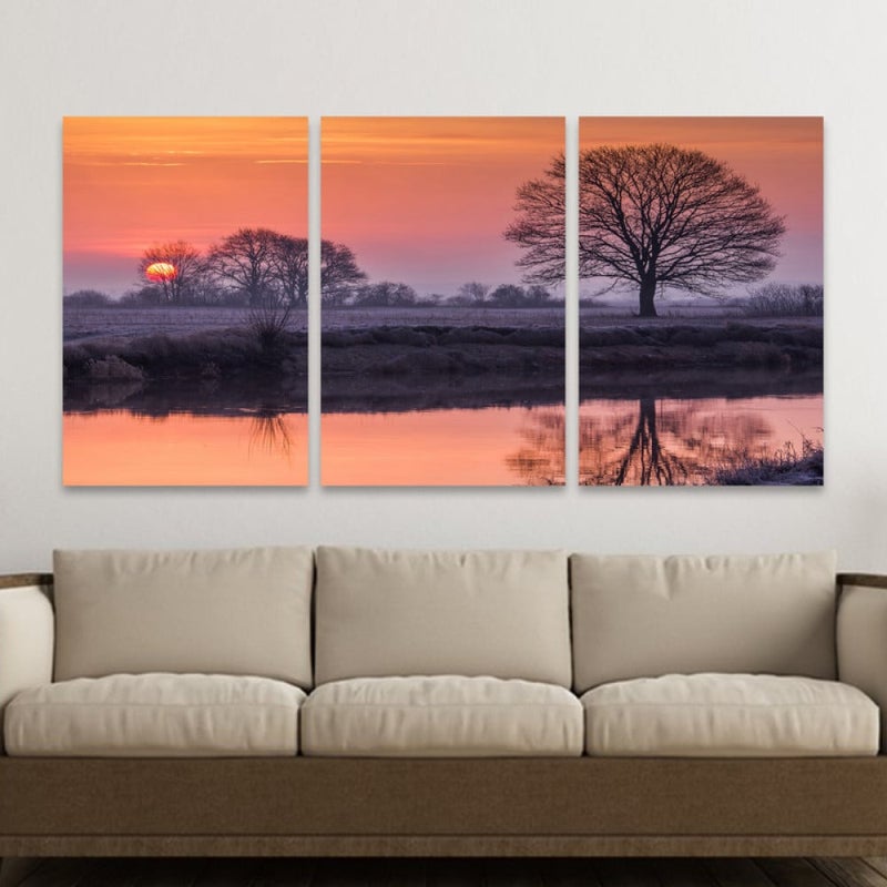 ماركتنا ثلاث لوحات قماشية فخمة بتصميم مودرن مع برواز مجوف مقاس (150×70) ثلاث قطع - Image 1