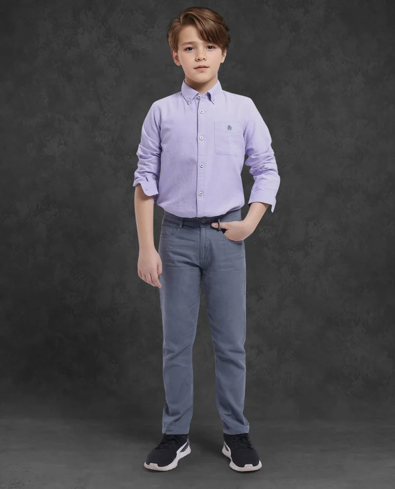 Rare Ones Rare Ones Kids Jac Purple Cotton Full Sleeves Button Down Regular Fit Solid Shirt