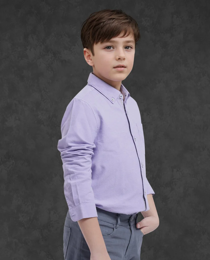 Rare Ones Rare Ones Kids Jac Purple Cotton Full Sleeves Button Down Regular Fit Solid Shirt