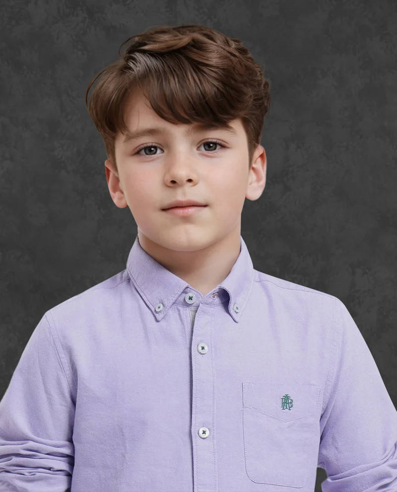 Rare Ones Rare Ones Kids Jac Purple Cotton Full Sleeves Button Down Regular Fit Solid Shirt