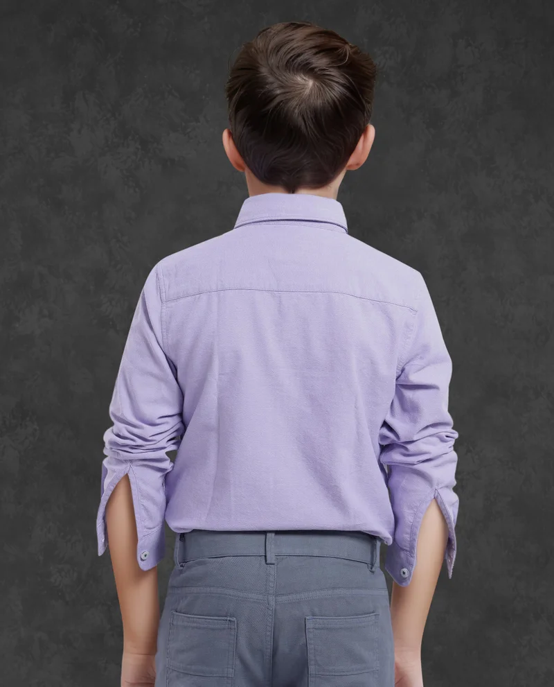 Rare Ones Rare Ones Kids Jac Purple Cotton Full Sleeves Button Down Regular Fit Solid Shirt