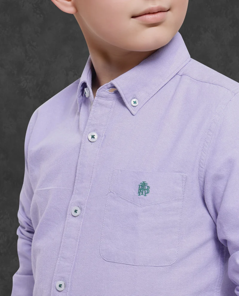 Rare Ones Rare Ones Kids Jac Purple Cotton Full Sleeves Button Down Regular Fit Solid Shirt