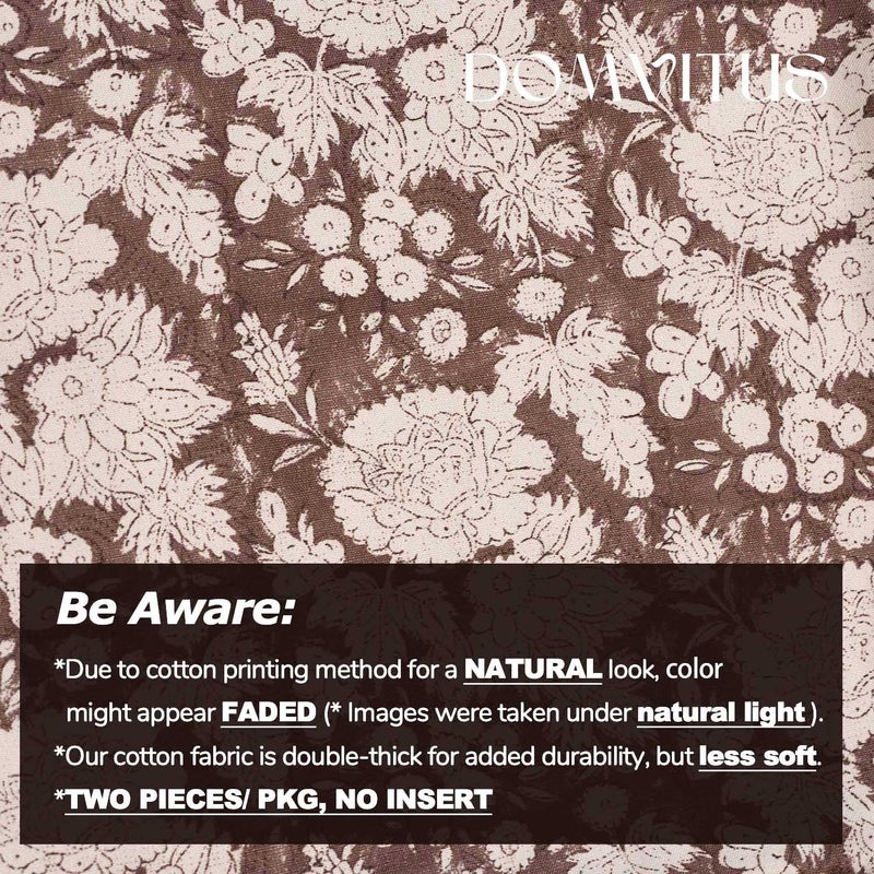 DOMVITUS Floral Pillow Covers 18x18 Set of 2, Vintage Block Print Pillow Covers Neutral Decorative Farmhouse Throw Pillow Covers for Bed Couch Living Room Brown - Image 3