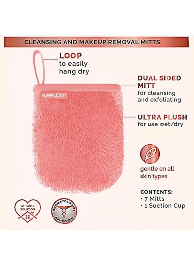 Finishing Touch Flawless Facial Mitt Makeup Remover Set - Pure Clean 7-Day Reusable Makeup Remover Pads, Face Wipes, Eco-Friendly - Image 3