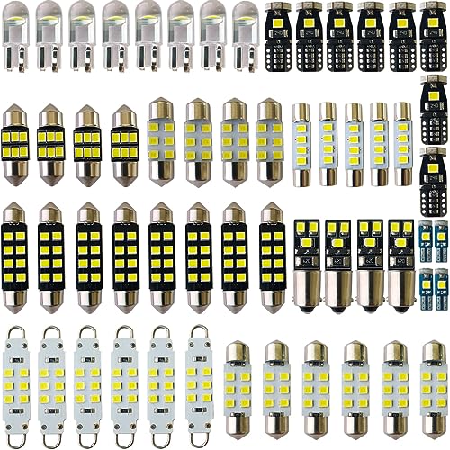 Yoper LED Bulbs Light Car Kit Set Ba9s T5 T10 28mm 31mm 36mm 42mm 44mm Festoon Replacement for Interior Dome Map Trunk Door Courtesy Vanity License plate White Package 57 Pieces - Image 1