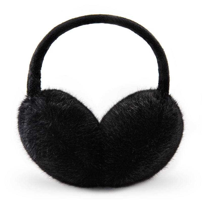 YATANAM Ear Muffs for Women Faux Fur Winter Girls Earmuffs Fluffy Adjustable Ear Warmers Cute Ear Covers Ablack - Image 2