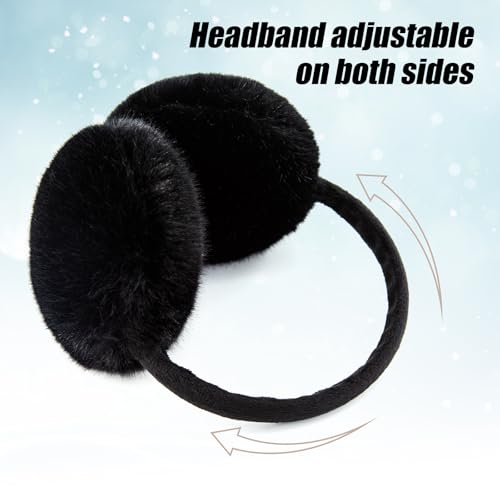 YATANAM Ear Muffs for Women Faux Fur Winter Girls Earmuffs Fluffy Adjustable Ear Warmers Cute Ear Covers Ablack - Image 3