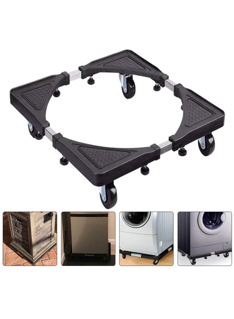 Bukela Adjustable Refrigerator Stand, Movable Base Size Adjustable Washing Machine Base for Dryer Refrigerator Telescopic Furniture Dolly Roller with Swivel Locking Casters (4 Wheels) 40-60cm - Image 1