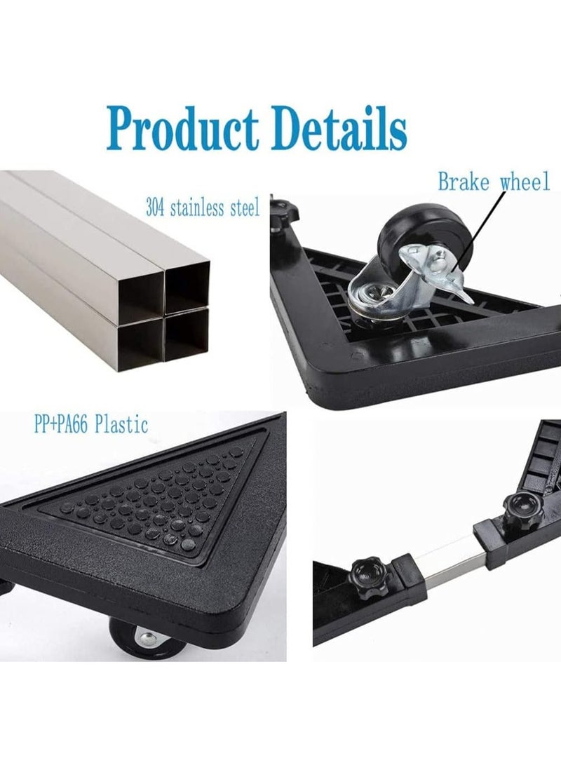 Bukela Adjustable Refrigerator Stand, Movable Base Size Adjustable Washing Machine Base for Dryer Refrigerator Telescopic Furniture Dolly Roller with Swivel Locking Casters (4 Wheels) 40-60cm - Image 4