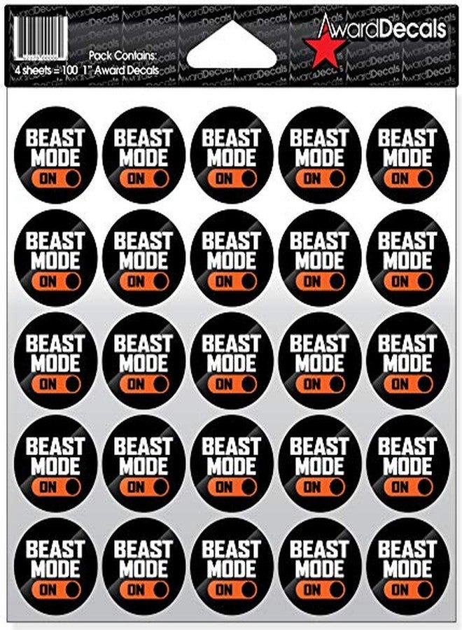 Award Decals Beast Mode Sticker Set (100 Decals) The Original Award Decals Premium 20mil Thick 1" Helmet Decals Made in The USA Since 1976