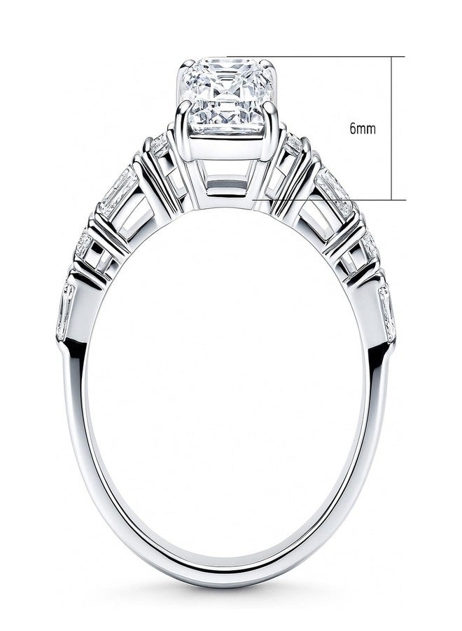 بيركيل خاتم زفاف/خطوبة من الفضة الإسترلينية من بيريكل، مرصع بحجر زركونيا مكعب بقطع الزمرد المتدرج عيار 1.7 قيراط، بتصميم مستوحى من فن الآرت ديكو الكلاسيكي، مطلي بالروديوم، مقاس 7 - Image 4