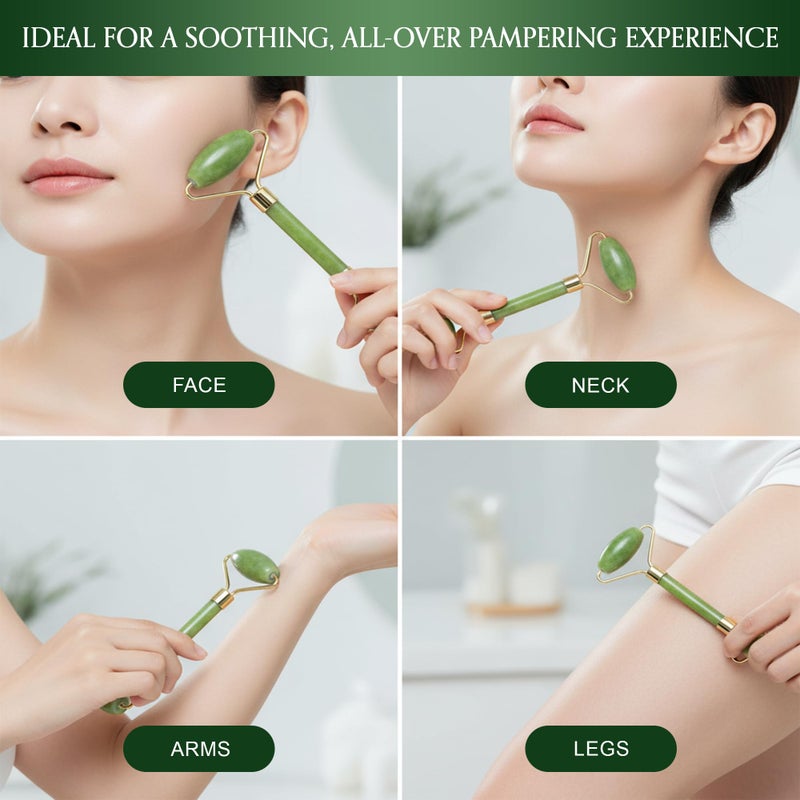 Flexfinity Jade Roller and Gua Sha Set for Face & Body â€“ 4-Piece Authentic Jade Facial Roller Kit with Jade Eye Roller and Gua Sha Facial Tools for Sculpting,Puffiness Reduction, Lymphatic Drainage & Spa Massage - Image 3