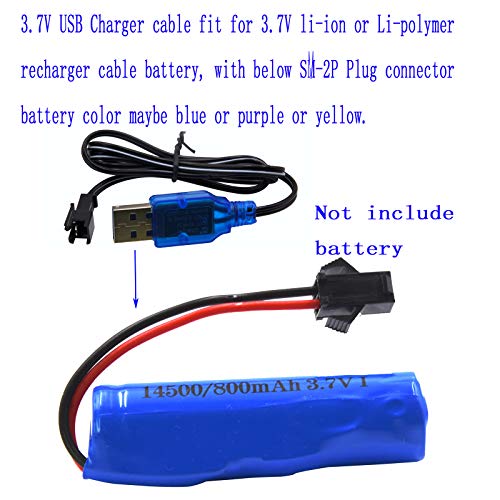 Blomiky 2 Pack 3.7V USB Charger Cable with SM-2P Plug Connector for Mini RC Amphibious Stunt Car Boat Trucks 1S Li-ion and Li-Po Battery / 3.7V USB 2 - Image 3