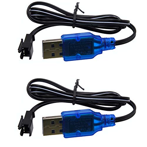 Blomiky 2 Pack 3.7V USB Charger Cable with SM-2P Plug Connector for Mini RC Amphibious Stunt Car Boat Trucks 1S Li-ion and Li-Po Battery / 3.7V USB 2 - Image 1