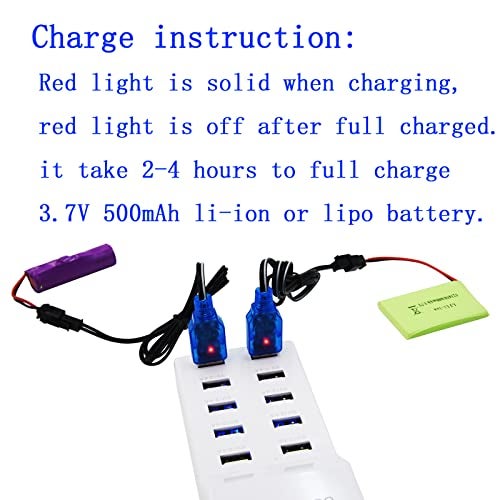 Blomiky 2 Pack 3.7V USB Charger Cable with SM-2P Plug Connector for Mini RC Amphibious Stunt Car Boat Trucks 1S Li-ion and Li-Po Battery / 3.7V USB 2 - Image 5