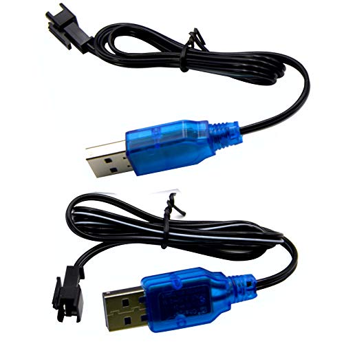 Blomiky 2 Pack 3.7V USB Charger Cable with SM-2P Plug Connector for Mini RC Amphibious Stunt Car Boat Trucks 1S Li-ion and Li-Po Battery / 3.7V USB 2 - Image 2