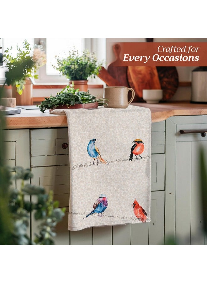 Maison d' Hermine Maison d'Hermine Kitchen Towels Set of 2 100% Cotton 27.50" x 20" Reusable Cloth Tea Dish Towels Absorbent with Hanging Loop for Kitchen, Home, Dining, Cocktail Parties Spring/Summer (Birdies On Wire) - Image 5