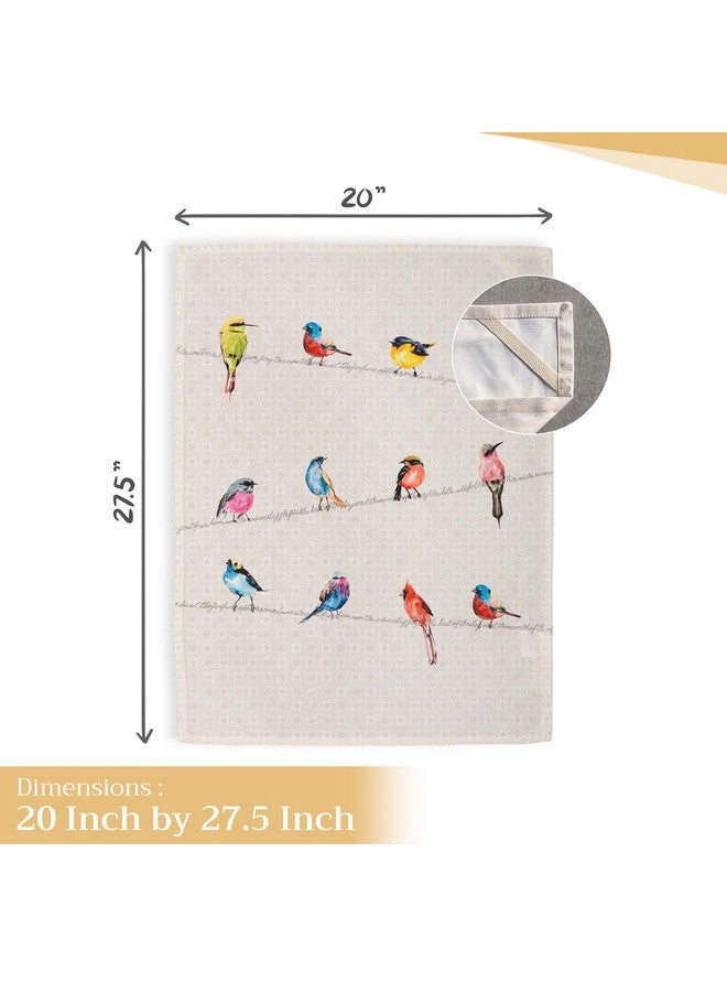 Maison d' Hermine Maison d'Hermine Kitchen Towels Set of 2 100% Cotton 27.50" x 20" Reusable Cloth Tea Dish Towels Absorbent with Hanging Loop for Kitchen, Home, Dining, Cocktail Parties Spring/Summer (Birdies On Wire) - Image 4
