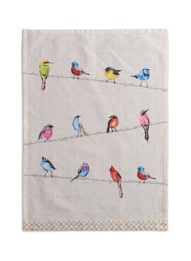 Maison d' Hermine Maison d'Hermine Kitchen Towels Set of 2 100% Cotton 27.50" x 20" Reusable Cloth Tea Dish Towels Absorbent with Hanging Loop for Kitchen, Home, Dining, Cocktail Parties Spring/Summer (Birdies On Wire) - Image 1