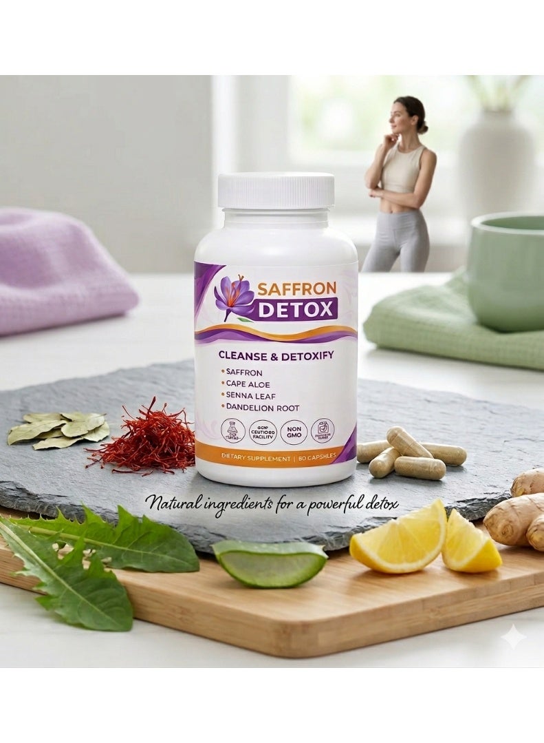 Saffron Detox Capsules with Cape Aloe, Senna Leaf & Dandelion Root ,Digestive Support Supplement 60 Capsules - Image 4