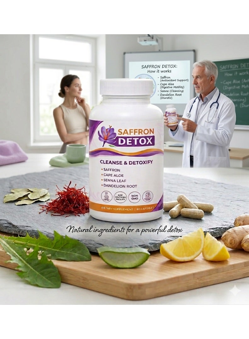 Saffron Detox Capsules with Cape Aloe, Senna Leaf & Dandelion Root ,Digestive Support Supplement 60 Capsules - Image 3