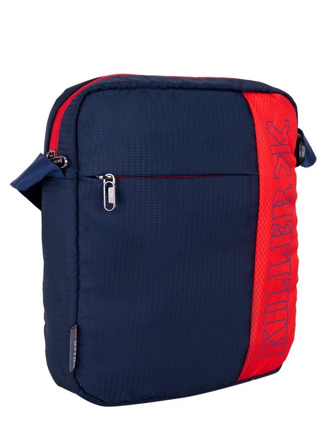 Killer ENTIZO Traveler Sling Bag for 10" iPad/Tablet - Shoulder Side Sling Bag for Men - Navy Blue & Red - Image 3