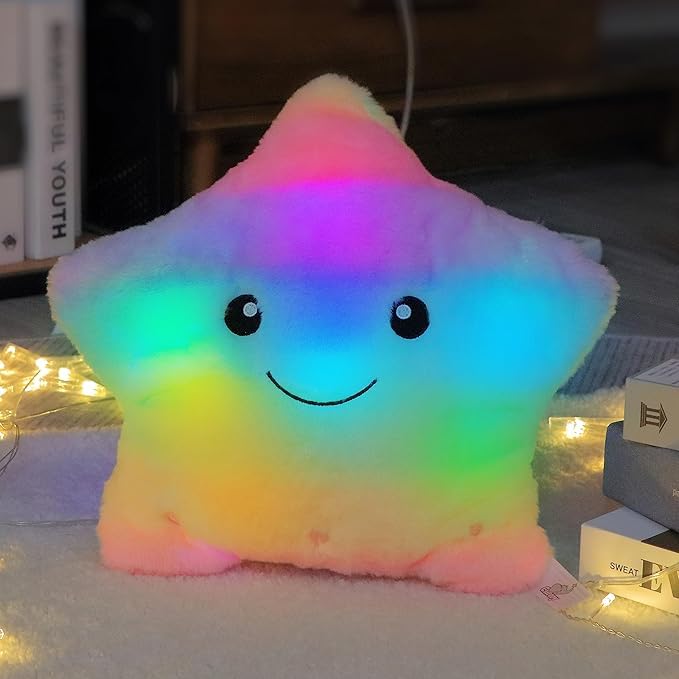 Cuteoy 13 Musical Rainbow Star Plush Pillow Glowing Twinkle Night Light Stuffed Animal LED Toys Adjustable Volume Birthday for Girls Boys - Image 5