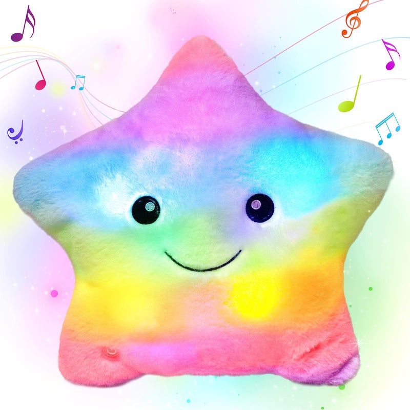 Cuteoy 13 Musical Rainbow Star Plush Pillow Glowing Twinkle Night Light Stuffed Animal LED Toys Adjustable Volume Birthday for Girls Boys - Image 3