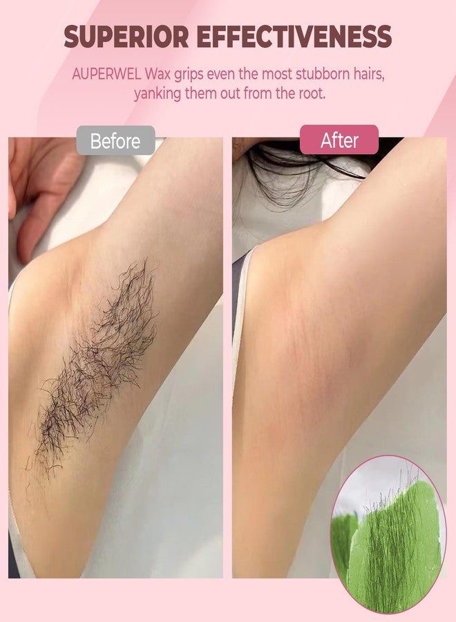Auperwel 2.5lb/40oz Hard Wax Beans for Sensitive Skin - Large Bulk Refill for Waxing Brazilian, Bikini, Underarms, Face, Body with 20 Sticks (Aloe) - Image 2