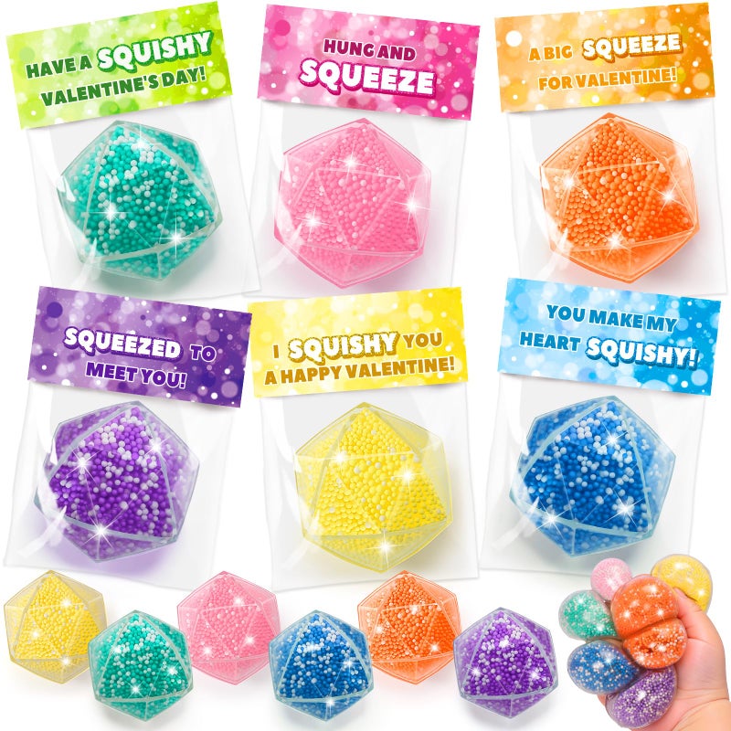 BAYSING Valentines Day Cards for Kids School, 24 Pack Squeeze Stress Ball with Greeting Cards, Valentine Day Party Favors for Boys Girls, Ideal Exchange Cards for Classroom - Image 1