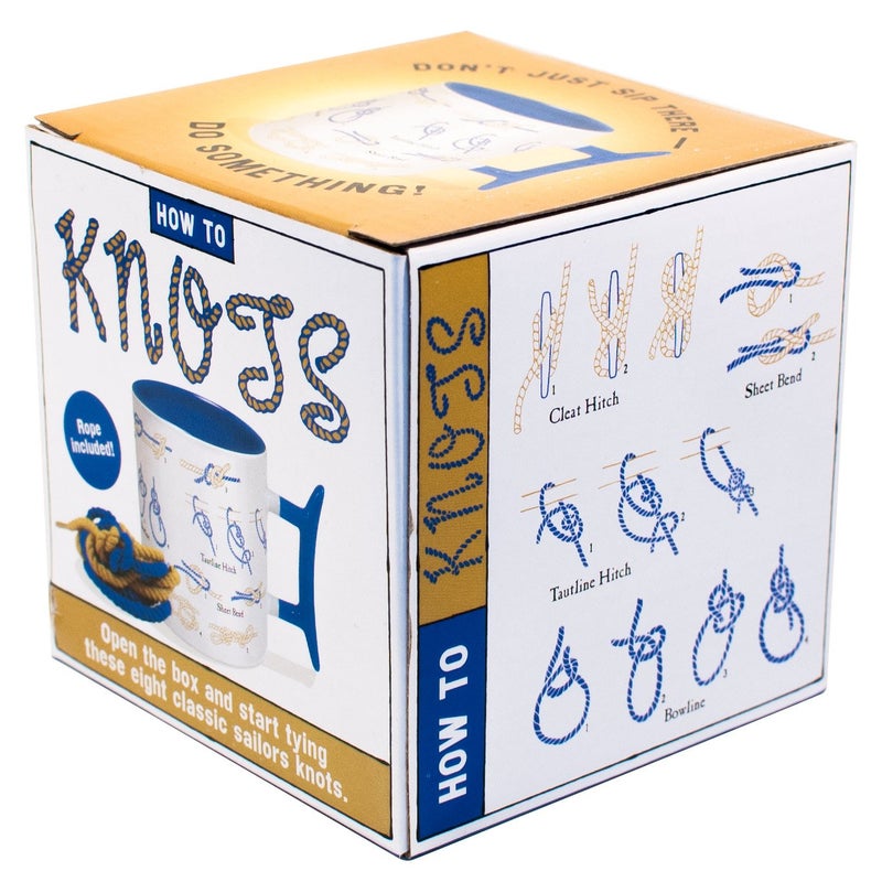 The Unemployed Philosophers Guild How To Tie Knots Mug - Learn to Make 8 Different Knots Over Coffee, Comes in a Gift Box, Rope Included, 12 oz - Image 2