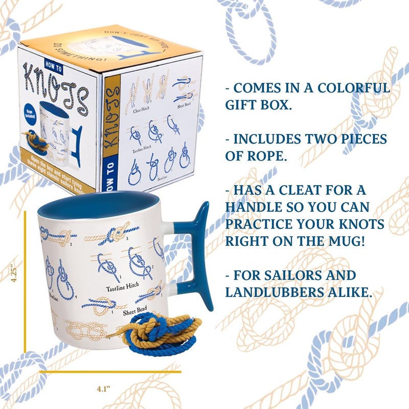 The Unemployed Philosophers Guild How To Tie Knots Mug - Learn to Make 8 Different Knots Over Coffee, Comes in a Gift Box, Rope Included, 12 oz - Image 5