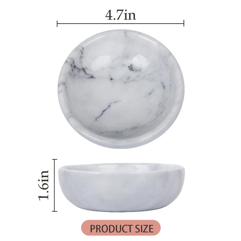 SIPARUI Jewelry Dish,Natural Marble Jewelry Dish,Trinket Tray,Ring Holder,Key Bowl,Unique Jewelry Tray for Home Decoration,Mother's Day,Birthday and Other Holiday Gifts(White Grey) - Image 2