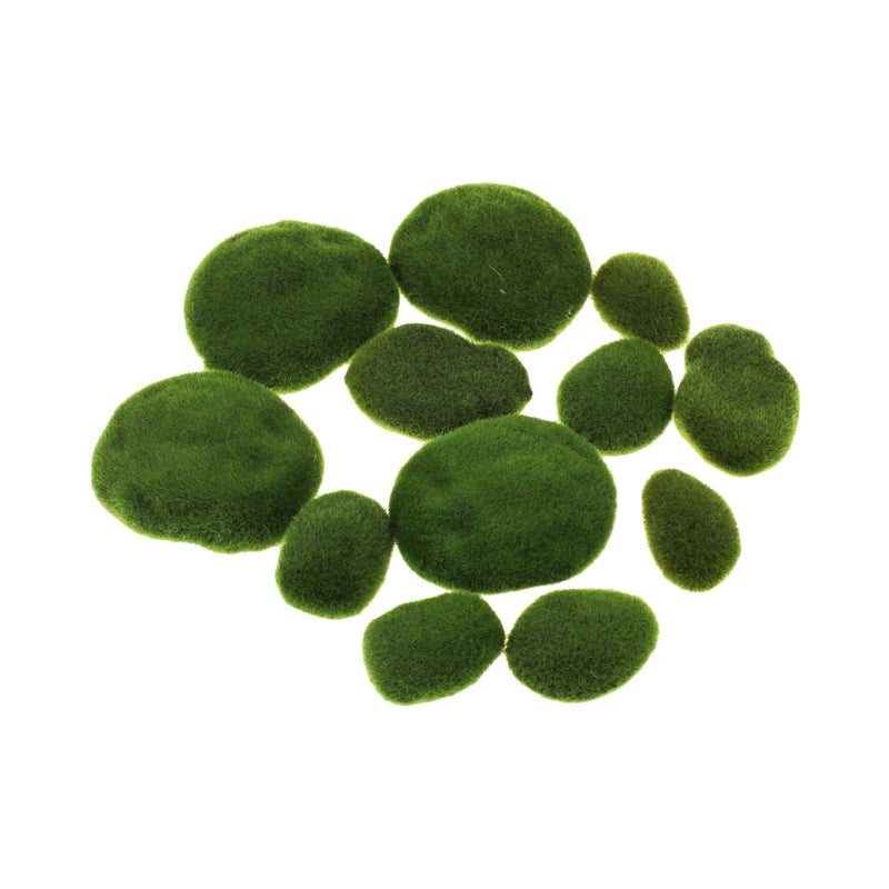 LJY 12 Pieces Assorted Sized Artificial Moss Rocks Decorative Faux Stones for Floral Arrangements Fairy Gardens Terrariums and Crafting - Image 1