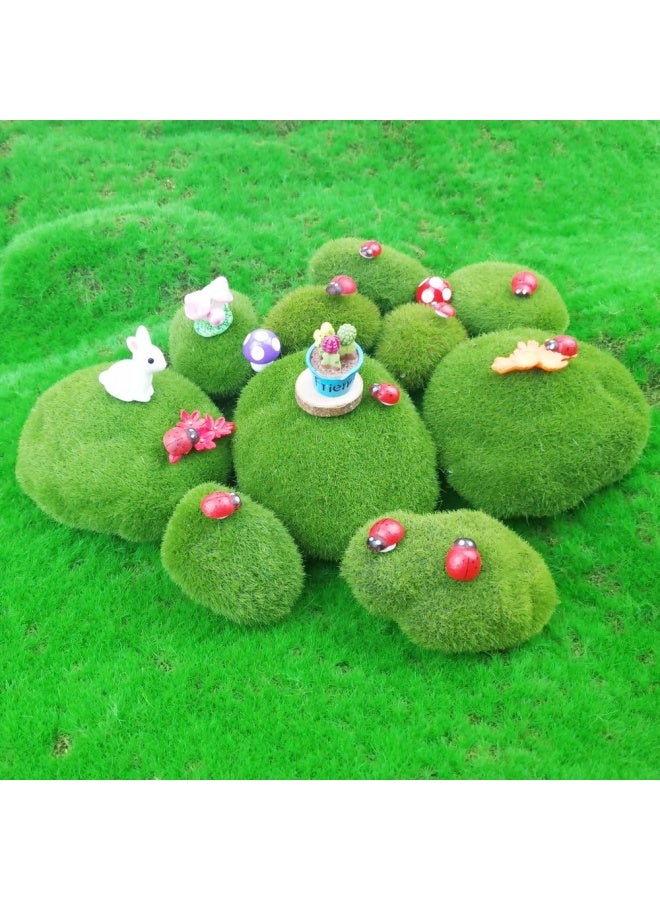 LJY 12 Pieces Assorted Sized Artificial Moss Rocks Decorative Faux Stones for Floral Arrangements Fairy Gardens Terrariums and Crafting - Image 4
