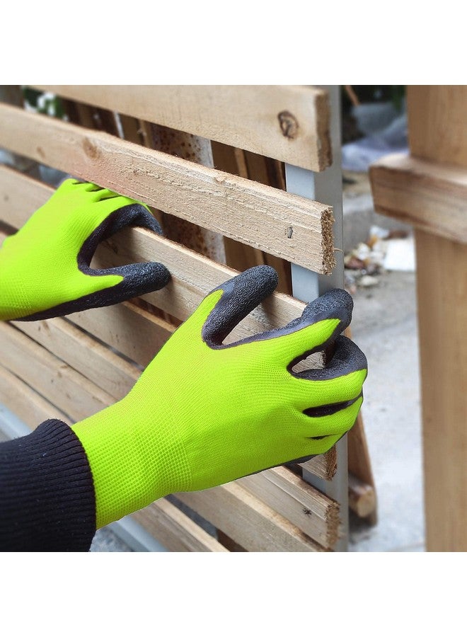 Evridwear Evridwear Crinkle Latex Rubber Hand Coated Safety Work Gloves for Men Women General Multi Use Construction Warehouse Gardening Assembly Landscaping (9/L, Green- 12Pair)  - Image 4