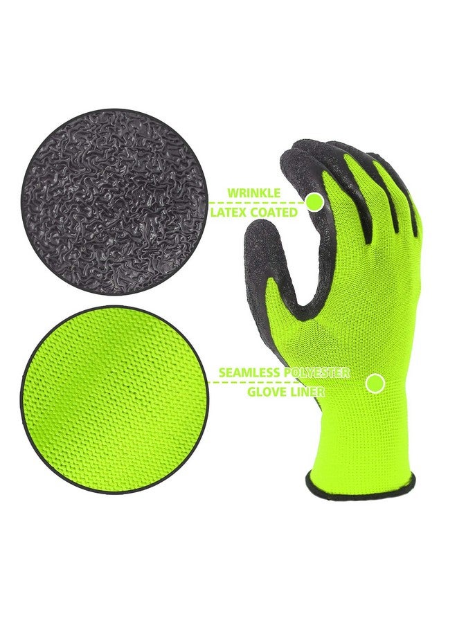 Evridwear Evridwear Crinkle Latex Rubber Hand Coated Safety Work Gloves for Men Women General Multi Use Construction Warehouse Gardening Assembly Landscaping (9/L, Green- 12Pair)  - Image 3
