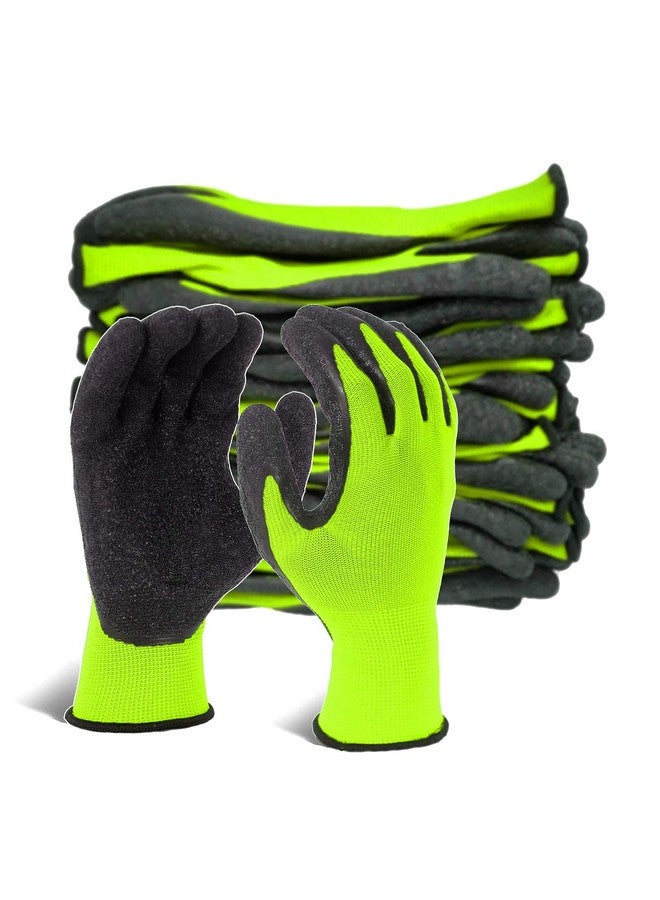 Evridwear Evridwear Crinkle Latex Rubber Hand Coated Safety Work Gloves for Men Women General Multi Use Construction Warehouse Gardening Assembly Landscaping (9/L, Green- 12Pair)  - Image 1