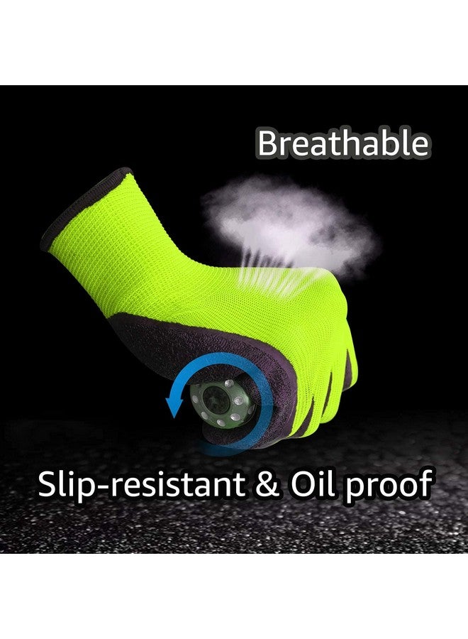Evridwear Evridwear Crinkle Latex Rubber Hand Coated Safety Work Gloves for Men Women General Multi Use Construction Warehouse Gardening Assembly Landscaping (9/L, Green- 12Pair)  - Image 2