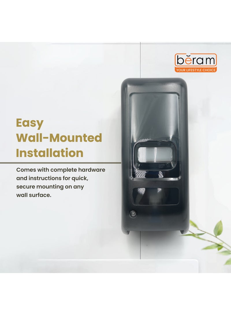 Beram Automatic Soap Dispenser Wall Mounted 1000ml Touchless Infrared Sensor Dispenser Battery Operated Refillable bottle and soap pumpTranslucent Black for Home Office & Commercial Use - Image 5