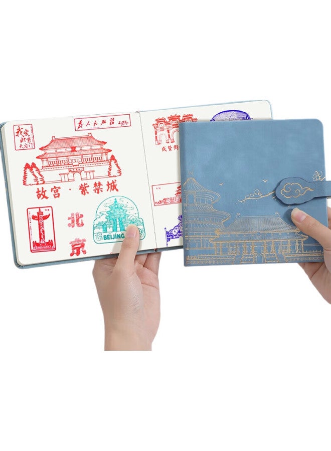 Longe Langjie Travel Stamp Collection Book, Stamp Museum Collection Album, High-Quality Blank Journal, Nanjing Beijing Chongqing Scenic Spot Check-In Souvenir Book, Forbidden City Tourism Observation Notebook - Image 1