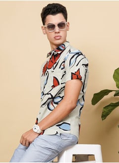 The Indian Garage Co Men Slim Fit Floral Printed Half Sleeves Spread Collar Resort Wear Shirt  - Image 4