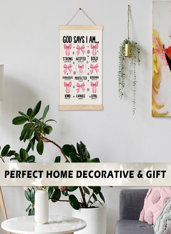 RYYCDOI Pink Bow Bathroom Decor, God Says I Am Bows Wall Decor, Coquette Wall Decor for Nursery Girls Room Bathroom Bedroom, 12x16 Inch - Image 3